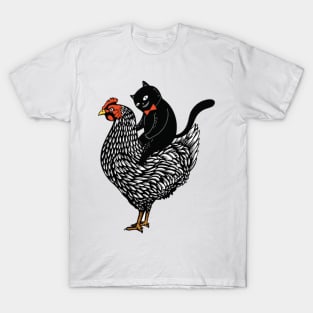 Tuxedo Cat on a Chicken T-Shirt